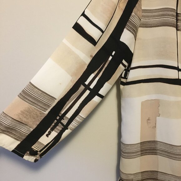 le chateau Abstract Colourblock Print Semi Sheer Button Down Tunic Blouse - Picture 6 of 16